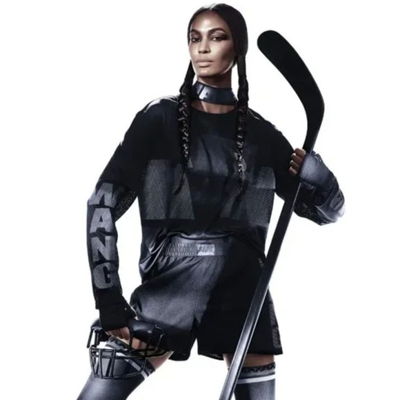 Alexander Wang x H&M long-sleeve mesh panel t-shirt, black and